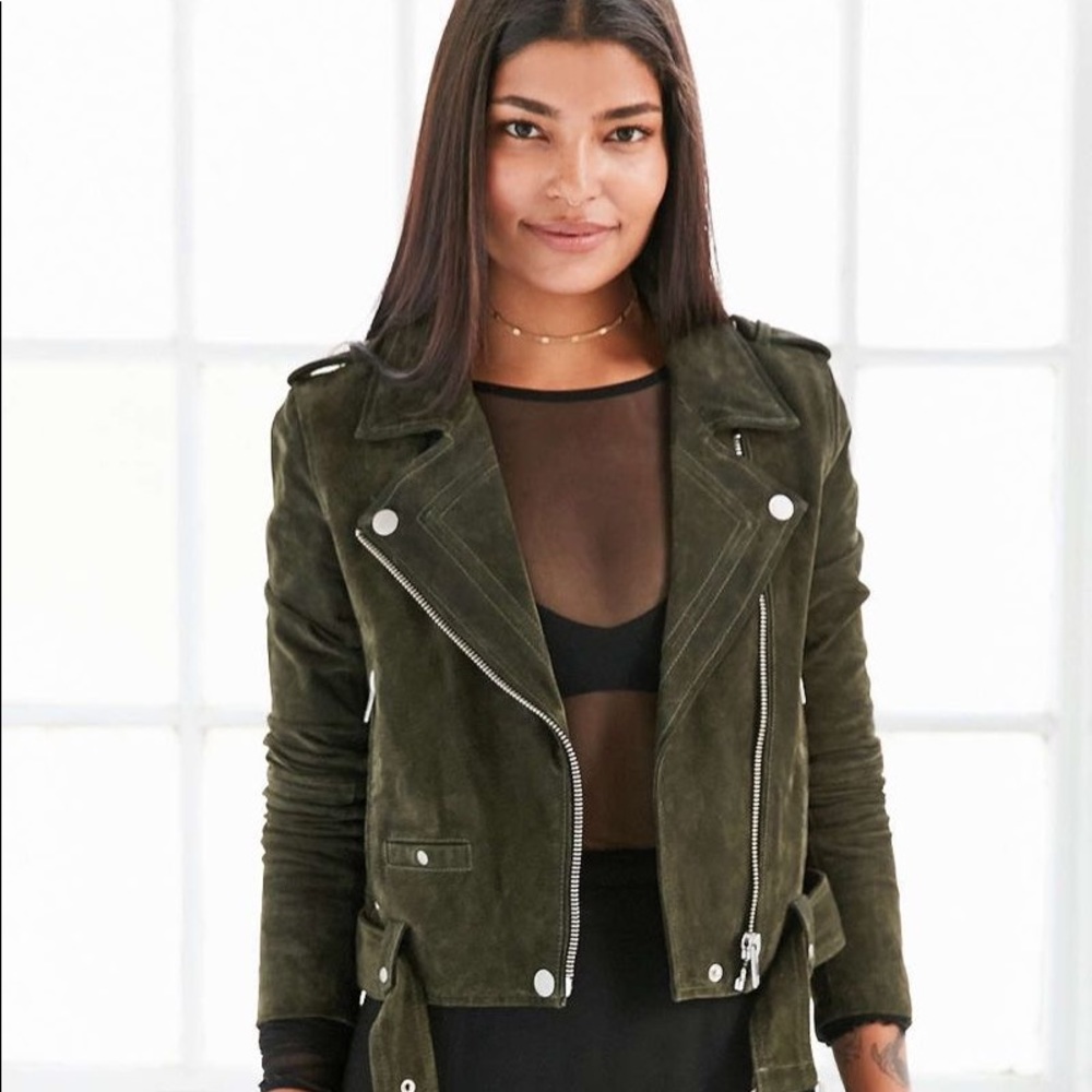 Blank Green Suede Moto Jacket